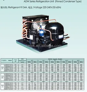 Unidad de condensación pequeña con compresor, piezas de refrigeración, fabricante de CHINA, R134a, R404a