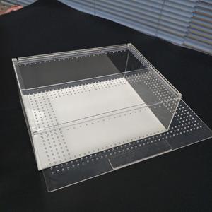 Tente de terrarium en acrylique pour animaux domestiques, 1 ensemble, cage d'écran pour <span class=keywords><strong>reptile</strong></span>, tortue, hamster, grand couvercle coulissant respirant, boîte transparente pour animaux de compagnie