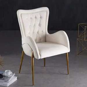 מודרני סגנון יוקרה גבוהה בחזרה פנאי כיסאות כרום נירוסטה רגל בד כורסא בסלון כיסא