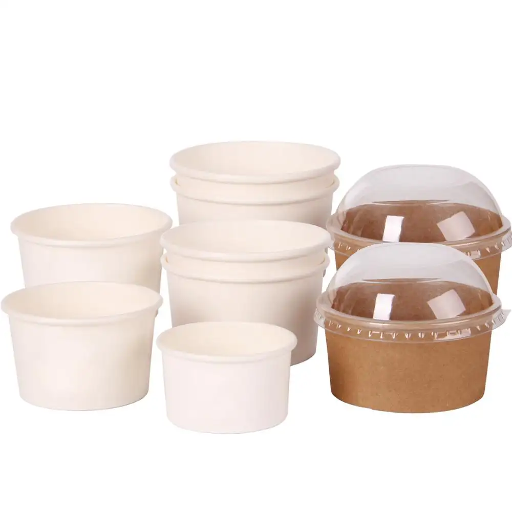 Paper Soup Cups Paper Ice Cream Container,paper Frozen Yogurt Cup,disposable Food & Beverage Packaging Single Wall 1-6colors