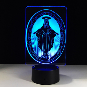 Lámpara Led para Dormir de la Virgen María, ilusión Visual 3D con degradado de 7 colores, para dormitorio de niños, decoración del hogar, regalos de <span class=keywords><strong>buena</strong></span> <span class=keywords><strong>suerte</strong></span> - Product Image 3