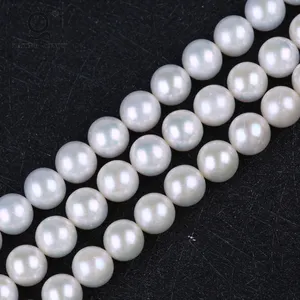 Wholesale Real Natural 9mm AA White Round Shape Freshwater Pearl String For Necklace