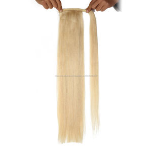 Alibaba más vendidos caballo con cordón del pelo humano peruano fábrica de China del envío libre elástico del ponytail - Product Image 3