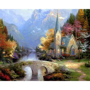 CHENISTORY DZ1567 Paint By Numbers Kits Oil Painting Church No Frame On Canvas wall painting