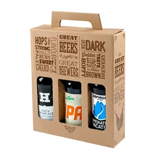 热销新款免费新款定制设计高品质促销可回收啤酒包装盒带手柄