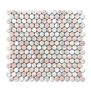 Schomex all'ingrosso moderno Norvegia <span class=keywords><strong>rosa</strong></span> <span class=keywords><strong>rosa</strong></span> Penny rotondo piastrelle di mosaico di marmo parete interna e pavimento in Parquet per ville - Product Image 1