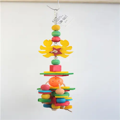 Hot bán gỗ đồ chơi chim tự nhiên Đầy Màu Sắc hạt Nhai đồ chơi đồ chơi với quả bóng nhựa cua hình dạng hide rope