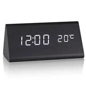 Ganxin Moderne Dreieck Holz Uhr Digitale LED Holz Alarm Uhren Digitale Schreibtisch Thermometer Klassische Kalender Timer