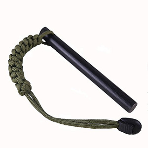 Camping Survival Flint Fire Starter Ferrocerium Tool Kit with Green Paracord