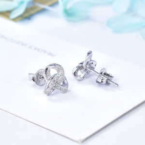 POLIVA Per Sempre Della Vite Prigioniera Degli Orecchini 925 Sterling Silver Partito Zircone DONNA di Cerimonia Nuziale Luminoso Scintillante Amore Nodi Interconnessi Cerchi - Product Image 4