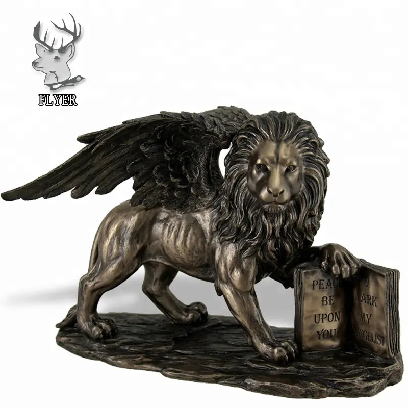 Estátua de leão em bronze com tamanho útil