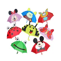 Creative 3d Cartoon DIY Characters Long Handle Security Umbrella for Children