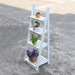 Étagère à fleurs à 4 niveaux en bois pour l'extérieur, jardin, maison, balcon, étagère d'affichage en forme d'échelle - Product Image 3