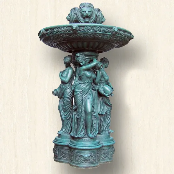 Fontaine de jardin en Bronze, grande taille, avec statue de dame, fonction d'eau en métal pour l'extérieur