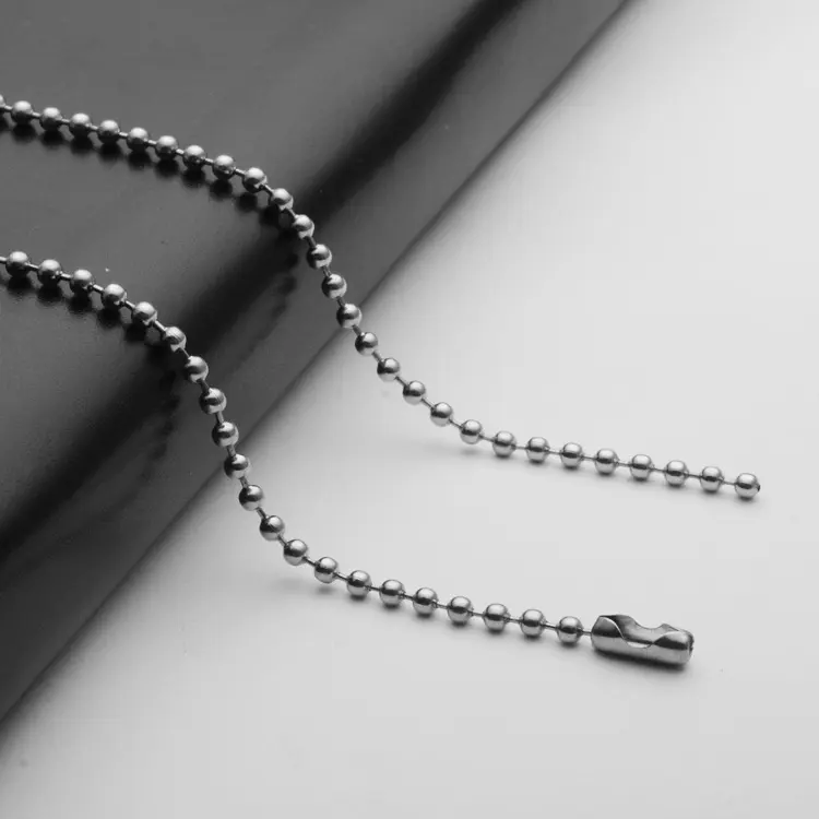 DIY stainless steel ball beads chain dog tag necklace wholesale