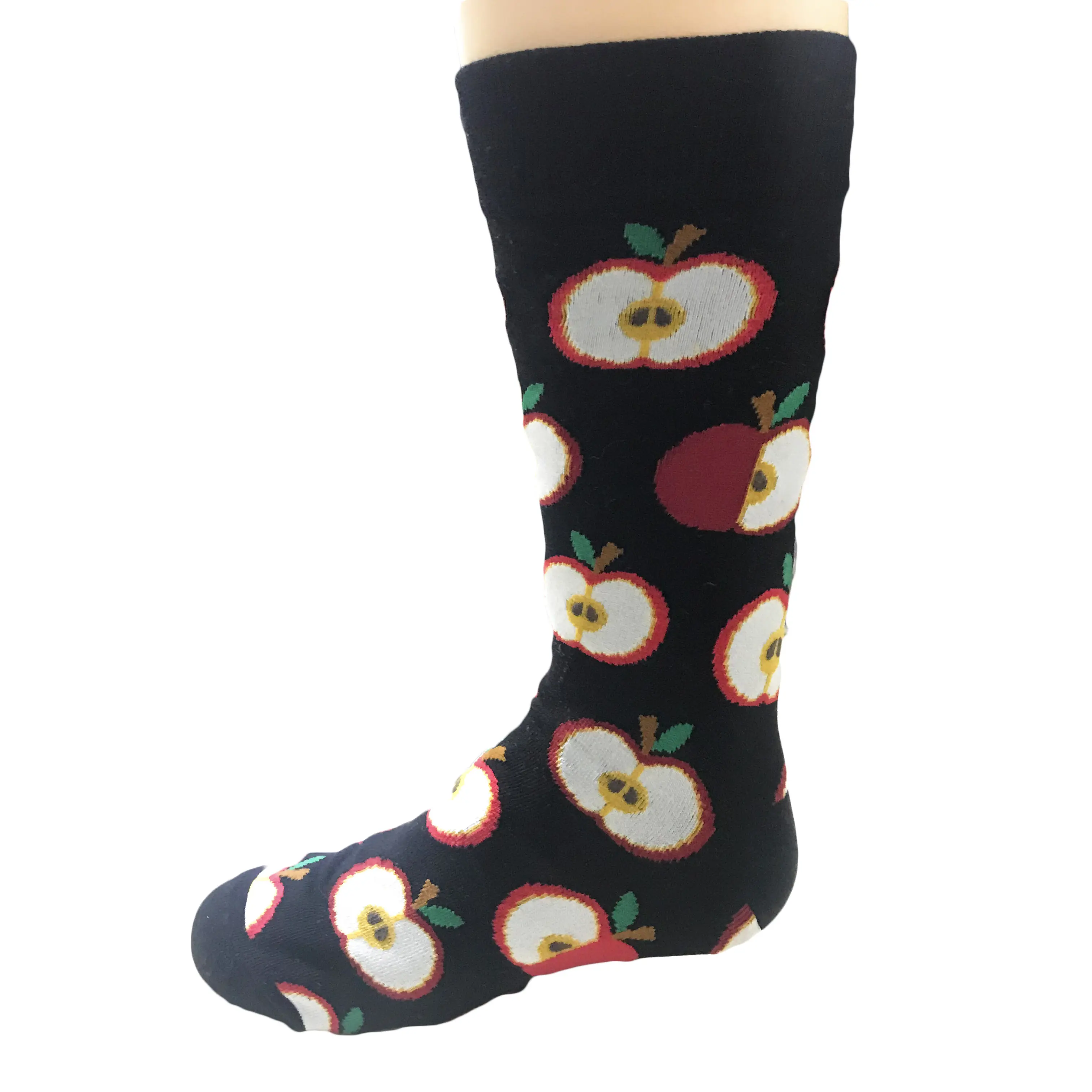 Stokta apple desenleri Kadın pamuk özel ekip Genç Kız Okul renkli Çorap