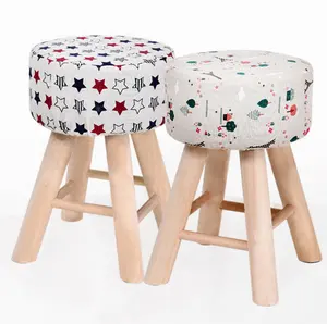 Hot style natural solid wood cloth pattern stool in living room/outdoor