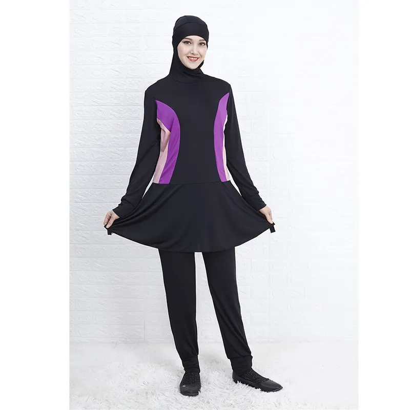 2019プラスサイズのイスラム教徒の水着女性フルカバーイスラム高品質の黒の水着アラブのビーチウェア