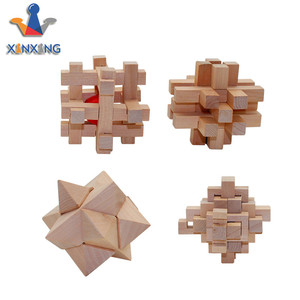 4-In-een Houten Teaser Puzzel Games Set - 3D Puzzels Speelgoed Omvat Hout Grijpende Blokken, diagonaal Braam, En Snake Cube