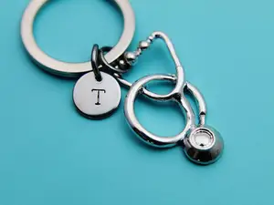 Promotion new products silver plated stethoscope keychain for Medical