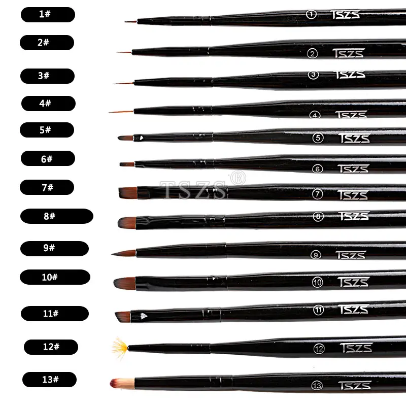 Горячая Распродажа, черная ручка-кисти для дизайна ногтей TSZS, лайнер для ногтей, ручка для рисования, покрытие, формирование плоского вентилятора, угловая ручка, кисть для дизайна ногтей