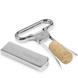 Traditional Ah So Two Prong Cork Puller With Cover Wine Bottle Opener Stainless Steel Corkscrew For Vintage Waiter'S Friend