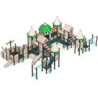 Castillo de jardín de infantes, Serie de techo grande, Tobogán de plástico para exteriores, equipo de parque infantil con barra de mono, en venta