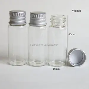 Petit flacon en verre vide de 4ML, avec couvercle en aluminium, Mini flacons en verre transparents