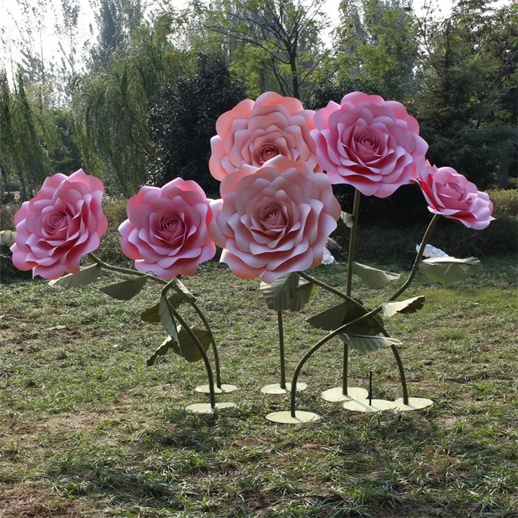 S-1007 सफेद खिड़की ड्रेसिंग सुपर आकार कृत्रिम कागज गुलाब का फूल शादी के लिए