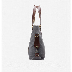 Oujia 브랜드 공장 사용자 정의 패션 왁스 캔버스 숙녀 가방 핸드백 여성 지퍼 가죽 핸드백 - Product Image 3