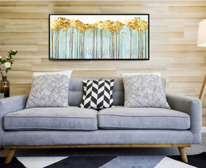 <span class=keywords><strong>Peinture</strong></span> à l'huile de paysage d'<span class=keywords><strong>arbre</strong></span> riche en or faite à la main sur toile pour la décoration de chambre peinte à la main bleu ciel abstrait <span class=keywords><strong>arbre</strong></span> <span class=keywords><strong>peinture</strong></span> murale - Product Image 2