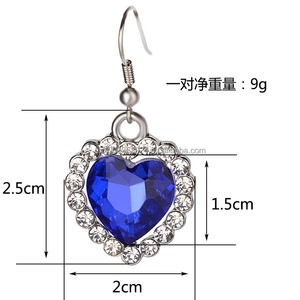 Ensemble de bijoux de mariage pour femmes, cœur de l'océan, pierre bleue <span class=keywords><strong>Titanic</strong></span>, <span class=keywords><strong>collier</strong></span> et boucles d'oreilles en cristal - Product Image 6