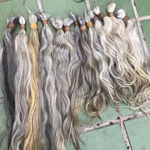 Grande lunghezza di estensione dei capelli prime vergini brasiliani grigio dei capelli umani