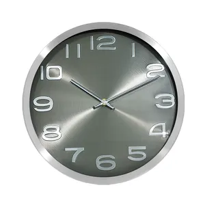 OEM के लिए सबसे अच्छा बेच धातु दौर एल्यूमीनियम दीवार घड़ी रहने वाले कस्टम चुप चांदी घड़ी