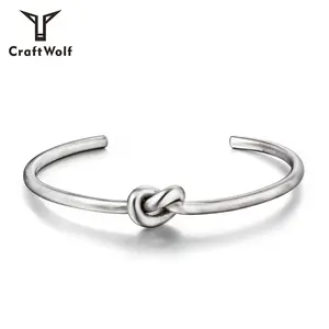 Craft Wolf Fashion Women Men Jewelry Stainless Steel Truelove Knot Cuff Couple Bracelet Bangle On Wedding