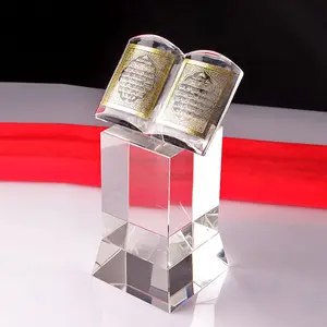 Religious Bible Award Christian Crystal Book Trophy