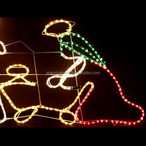 Dekorasi Natal Lampu Tali, Pemandangan Nativ Tinggi Luar Ruangan 110CM 220V