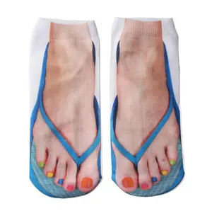 Fashion hot stijl sokken Gedrukt teen sokken door 3D flip-flops lage cut liners sokken