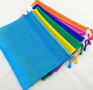 A5 /B5/A6 Double Sided PVC Mesh Zipper Bag Pencil Case PVC material Newest