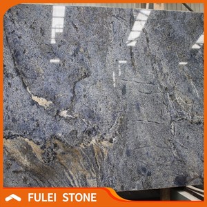 Bookmatched exótico granito azul Bahía wallstone diseño mural - Product Image 2