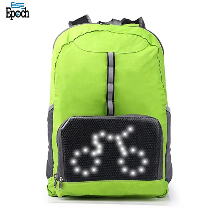 Custom wireless remote controlled cycling foldable reflective led backpack for night safe cycling