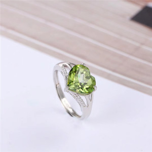 Professional Reasonable Price Peridot Ring Green Stone Ring Heart Shaped Ring Designs for girls