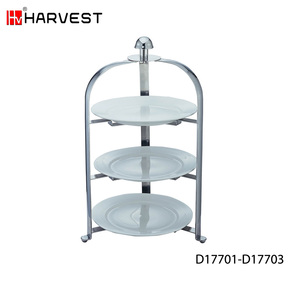 Plateau <span class=keywords><strong>de</strong></span> service à gâteau pliable en métal <span class=keywords><strong>de</strong></span> luxe à 3 niveaux, plateau à <span class=keywords><strong>dessert</strong></span> moderne pour hôtel, mariage, Noël, ensemble <span class=keywords><strong>de</strong></span> nourriture pour le café, support à gâteau en métal - Product Image 2