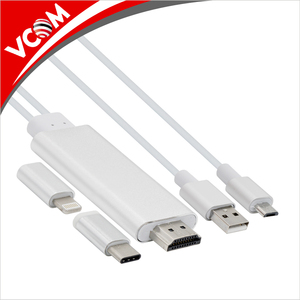 VCOM HDMI à Micro USB Type C pour <span class=keywords><strong>iPhone</strong></span> à HDMI Câble 1080 P HDTV Adaptateur <span class=keywords><strong>AV</strong></span> USB Câble 2 m - Product Image 1