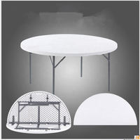 Table pliante ronde en plastique blanc HDPE à 10 places, prix avantageux