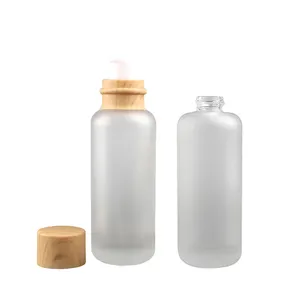 Fuyun 110 ml de crema/la bomba de la loción de botellas de vidrio Natural de lujo bambú embalaje cosmético