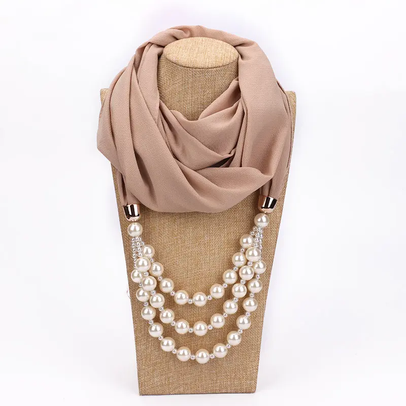Venta al por mayor único de joyería popular hijab perla bufanda
