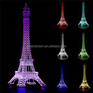 Lampu Malam Menara <span class=keywords><strong>Eiffel</strong></span> Ilusi <span class=keywords><strong>3D</strong></span> Lampu Malam Lampu Meja Led Usb 7 Warna Akrilik Kustom untuk Hadiah Anak-anak - Product Image 2