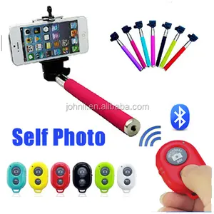 Z07-1 selfie sticks, selfies handheld monopod stick met draadloze afstandsbediening sluiter, kleurrijke selfie sticks