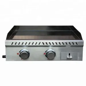 Mesa superior de acero inoxidable para cocina, tephanyaki, barbacoa, 2 quemadores, parrilla de Gas